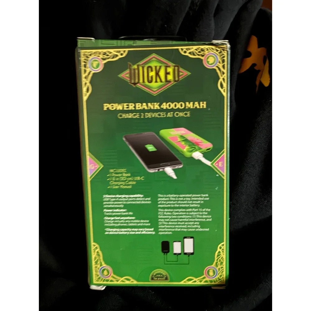 Wicked Movie Power Bank 4000 mAh Portable Charger Elphaba Glinda 3 Ports USB-C